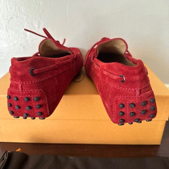 TOD’S Men's Red Suede slip-on driving Loafers size US6 1/2 , EU 39 new in box - Picture 8 of 13
